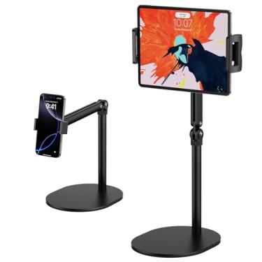 Imagem de POLESTO Suporte de tablet para iPad, suporte de braço ajustável, mesa com rotação de 360°, suporte de monitor portátil compatível com iPad mini Air Pro, Kindle, Switch, Galaxy Tab, telefones celulares