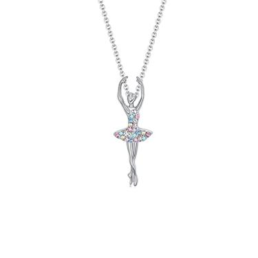 Imagem de ZZ ZINFANDEL Colar de bailarina de prata, presente de bailarina, recital de balé, colares de dança, adolescentes, joias, pingentes, joias, corrente de amizade, Metal, Liga metálica.