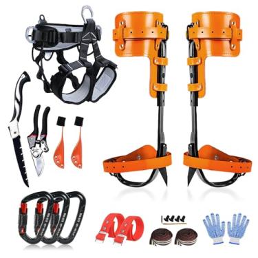 Imagem de Auckyeer Conjunto de equipamentos de escalada de árvores, pontas ajustáveis para escalada de árvores, ferramenta de escalada de árvores para trabalho em árvores