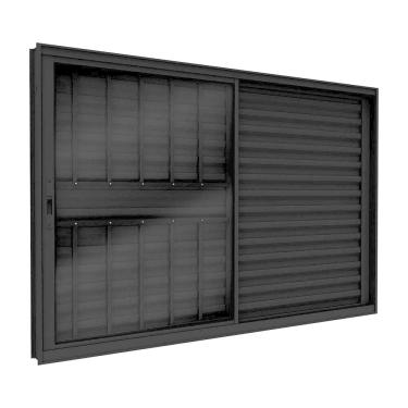 Imagem de Janela Veneziana de Aluminio de Correr Lateral com Grade 100x150cm Lucasa Ideale Preto
