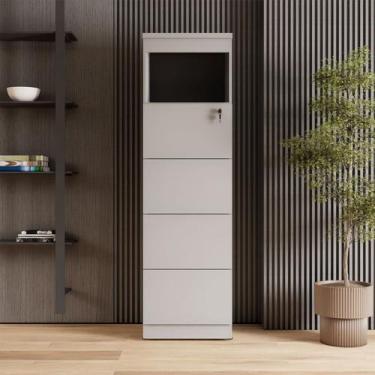 Imagem de Armário de Escritório 160cm Arquivo 4 Gavetas Puxador Cava Corporate -