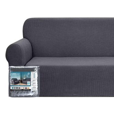 Imagem de Capa de sofá protetora de 4 lugares em poliéster/elastano cinza