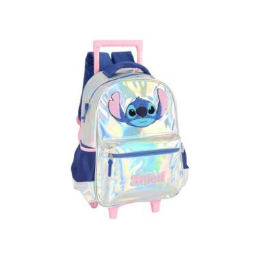 Imagem de Mochila Stitch Rodinhas Kids Holográfica Metalizada Escolar - Sttich, 