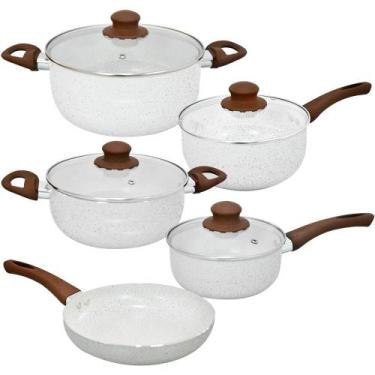 Imagem de Jogo de Panelas de Indução Antiaderente Cerâmica Vanilla Florença 5 pe