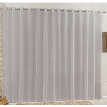 Imagem de Cortina Rubi 2,00m x 1,70m Cinza Tecido Voal Linho Detalhada Sala Quarto Leve