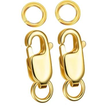 Imagem de Fecho de garra de lagosta grande com anéis fechados de colar de ouro e prata para fabricação de joias