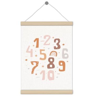Imagem de Moldura para pôster Boho Rainbow Numbers 0-10 30,5 x 40,6 cm, decoração de sala de aula boêmio, aprendizado educacional, decoração de arte de parede para meninos e meninas, sala de jogos, sala de aula