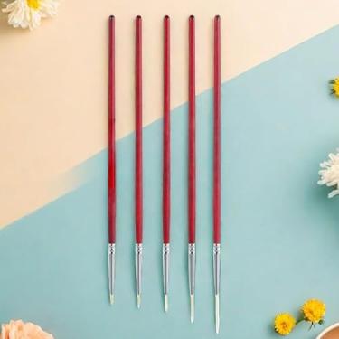 Imagem de Pincéis de delineador de unhas, 5 peças 24/18/12/9/6 mm, conjunto de canetas profissionais de pintura em gel UV para design de arte de unhas, pincel fino para arte de unhas (vermelho)