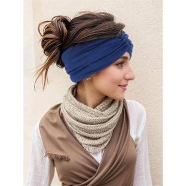Imagem de Bandanas largas para mulheres boho africanas grandes turbantes elásticas (18 x 23 cm) azul