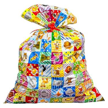 Imagem de Pensou Comprou Kit 10 Unidades Sacos De Presente Estampa Animal Quadrado 70x50cm com Lacinho Plástico Festas Brindes Lembrancinhas Presentes Aniversário Eventos