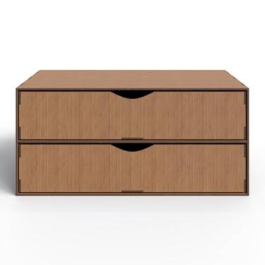 Imagem de Gaveteiro Organizador de Mesa em MDF Para Escritorio Moderno(Marrom 2 Gavetas)