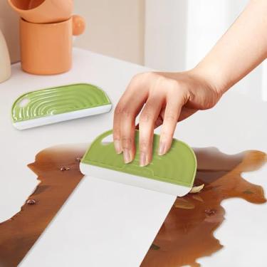 Imagem de 2 peças de rodo de silicone portátil, raspador de limpeza tamanho mini com design de suspensão para uso doméstico, limpador de água simples para limpar espelho banheiro cozinha bancada (verde)