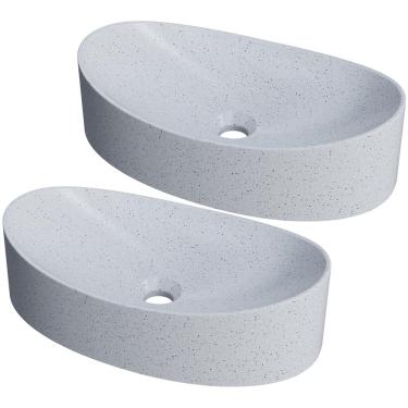 Imagem de Kit 02 Cubas de Apoio Canoa Para Banheiro Lavabo C01 BC47W Branco Granit - Lyam