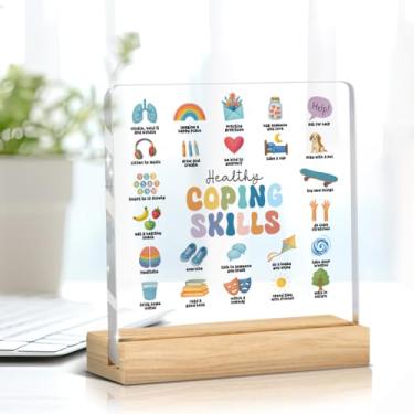 Imagem de Placa de decoração de escritório terapia saúde mental decorações de mesa para sala de aula conselheiro escolar terapeuta afirmações positivas presentes psicologia habilidades de enfrentamento saudável
