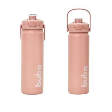 Imagem de Copo Térmico Parede Dupla Rose 600 ml - 26cm altura  Buba