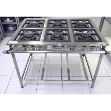 Imagem de Fogão Industrial 6 Bocas Duplas 30x30 P7 em Aço Inox Leona - Mr Fogões