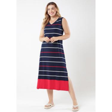 Imagem de Vestido Regata Midi Pau a Pique Listrado Vermelho