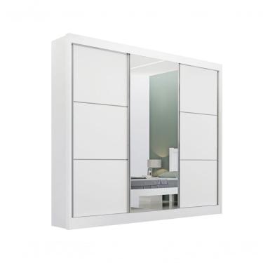 Imagem de Guarda Roupa Cristal Casal 3 Portas 6 Gavetas Com Pés D' Doro Branco