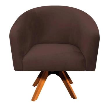 Imagem de Poltrona Decorativa Stella Em Suede Com Base Em Madeira