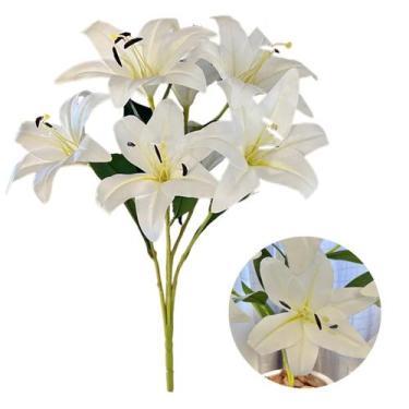Imagem de Planta Artificial Lirio com 7 Flor Toque Real Decoração Casa - Flores 