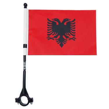 Imagem de AZ FLAG Bandeira de bicicleta da Albânia 12 cm x 20.3 cm - Bandeira de bicicleta albanesa 21 x 14 cm - Bastão e base de plástico preto