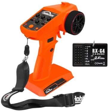 Imagem de Hobby Fans RC Radio System 4CH 2.4G RC Transmitter with Receiver and Lanyard Anti-Jamming Remote Controller for RC Car Crawler Boat, Orange