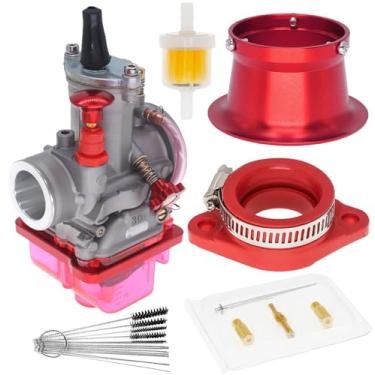 Imagem de PWK Carburador de 30 mm, carburador de corrida universal para motor 2T 4T 150cc-180cc scooter motocicleta ATV Quad Dirt Bike com buzina coletor de admissão jatos de carburador e kit de limpeza (30 mm)