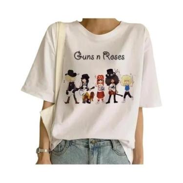 Imagem de Camiseta Feminina Guns N' Roses - Branca - Estilo Punk Rock, BR-P, J