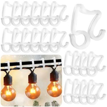 Imagem de PETKNOWS Clipes de luz de feriado, 150 peças de clipes de luz de fim de ano, ganchos de luzes ao ar livre, ganchos de luzes para festas de Natal, pendurar ao ar livre, ganchos de calha, decoração de