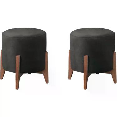 Imagem de Kit 2 Puf Puff Para Sala Lhor Veludo Preto Rm Preto