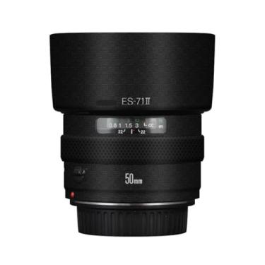 Imagem de Adesivo de lente de câmera EF 50 1.4 para Canon EF 50 mm F1.4 Película protetora de vinil decalque skin (fibra de armadura preta)