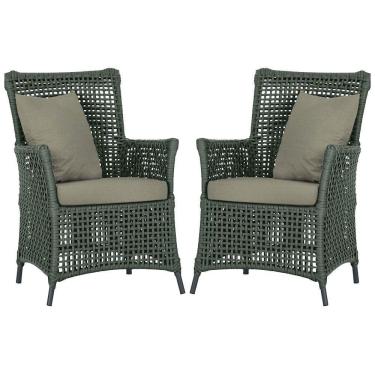 Imagem de Poltronas Igapó Alumínio Pintura Preta Corda Náutica E8 Verde