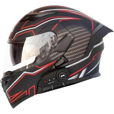 Imagem de Capacete De Moto Modular Capacete De Motocicleta Bluetooth Front Up Full Face Flip Up Capacete Capacete De Motocicleta Capacete Modular Para Motocicleta Scooter Ciclomotor Ece Dot, G, S(54CM)