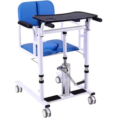 Imagem de Elevador Hidráulico De Paciente 5 Em 1 Para Casa Com Assento Dividido De 180 ° E Penico, Mesa De Jantar Transporte Portátil Cadeira De Rodas Sanitários De Aço Auxiliar De Tr, Orange