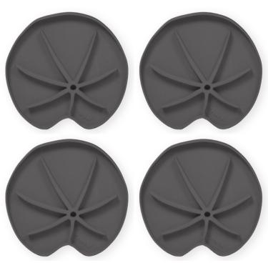 Imagem de Treleaf Lili Sausr – Pires de plantas em forma de lírio de 10 cm e bandeja coletora (conjunto de 4) – Bandeja decorativa de umidade e coletor de derramamento para plantas de interior – Design