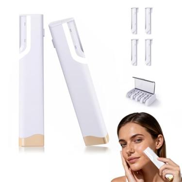 Imagem de Lâmina de barbear Sonic Dermaplane recarregável para rosto feminino, ferramenta de remoção e esfoliação de pelos faciais indolores 2 em 1 com 5 lâminas de substituição japonesas de aço de grau médico