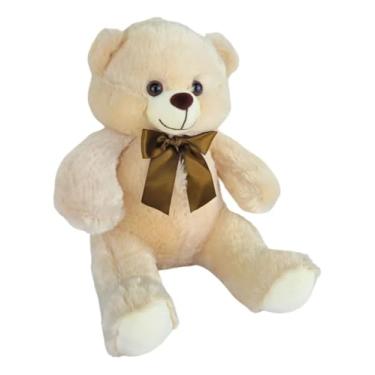 Imagem de Urso De Pelúcia Poty Com Lacinho Brinquedo Decoração Tema Safari 30cms (Creme)