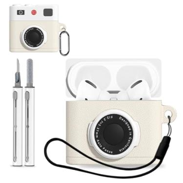 Imagem de Capa para Apple AirPods Pro 3, compatível com AirPods Pro 3rd Case, protetor com kit de limpeza, capa protetora para fone de ouvido em forma de câmera com cordão e chaveiro, impermeável, à prova de