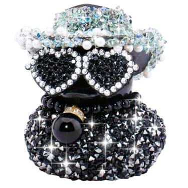 Imagem de wonuu Black Diamond-Studded Bling Rubber Duck Car Ornaments Rhinestones Sparkly Dashboard Decorations for Cool car Accessories, A_Blue