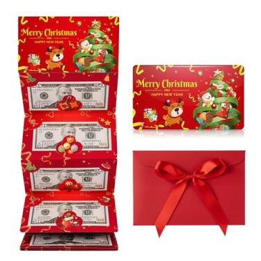 Imagem de Gibaniza Envelopes de dinheiro de Natal com 6 compartimentos, envelopes de presente em dinheiro vermelho para cheques de Natal – livreto criativo de envelope de presente de feriado para crianças