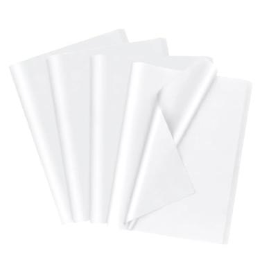 Imagem de Papel de seda branco para sacos de presente 76 x 50 cm - 100 folhas de papel de embrulho para aniversário, festa a granel, presente de feriado para decorações de cestas