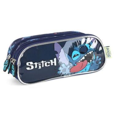 Imagem de Estojo Escolar Repartições Stitch Disney Menina Azul Luxcel
