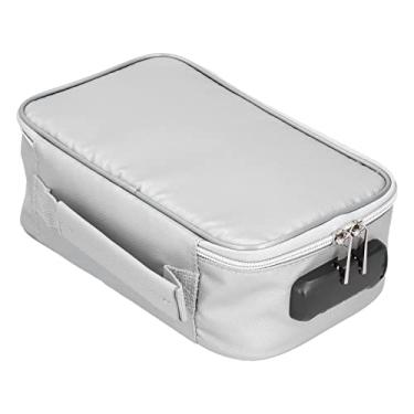 Imagem de Bolsa de documentos à prova de fogo Ainoli com trava portátil pequena bolsa de documentos à prova de fogo para viagens de escritório em casa (Prata)