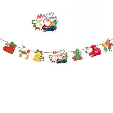 Imagem de Faixa de Feliz Natal, decoração de festa de Natal pré-amarrada com designs de meias de gengibre guirlanda festiva para lareira e decoração de parede de manto