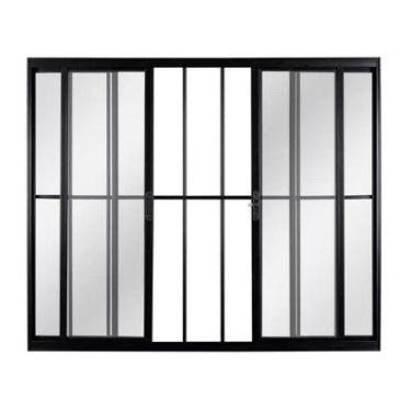 Imagem de Janela 4 Folhas com Grade Alumínio Brilhante, Branco ou Preto Linha 18