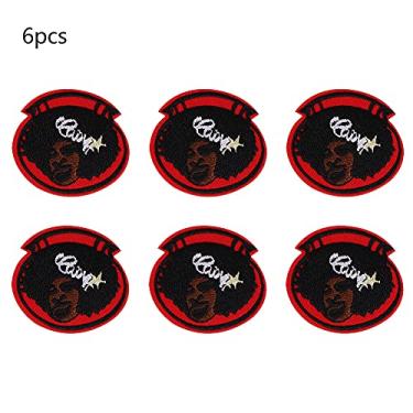 Imagem de Diy pano crachá decoração bordado remendo costura adesivo apliques artesanato acessórios de roupas para jeans chapéus bolsas jaquetas camisas material pano cor como tamanho da (Fundo vermelho afro)