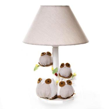 Imagem de Abajur Madeira Coruja Bege Quarto Bebê Infantil - Potinho de mel