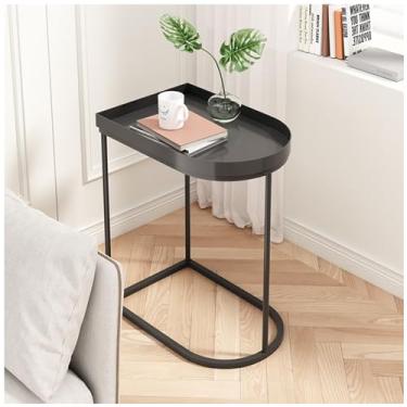 Imagem de Mesa lateral de sofá, mesa de canto de ferro para cama, sofá, sala de estar, bandeja moderna, mesa de café, mesa de lanche, 45 × 30 × 55 cm (preto 45 x 30 x 55 cm)