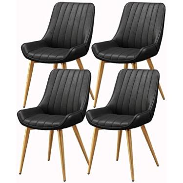 Imagem de Cadeira de jantar, cadeiras de recepção de escritório, conjunto de cadeiras de jantar de negócios, conjunto de cadeiras de jantar à prova d'água, conjunto de 4 peças, cadeira de lazer com pés de metal