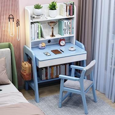 Imagem de ZDJZMGZ Mesa de estudo para adultos/estudantes, pequena mesa de escrita com gavetas e nicho, mesa de computador que economiza espaço